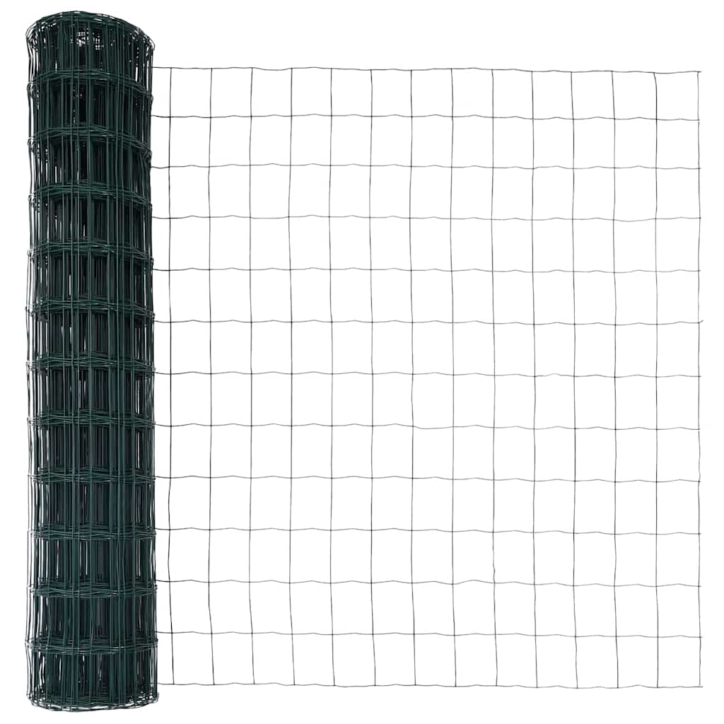 Recinzione Metallica Saldata 25 x 0,8 m con Base in Cemento - Acciaio PVC Verde