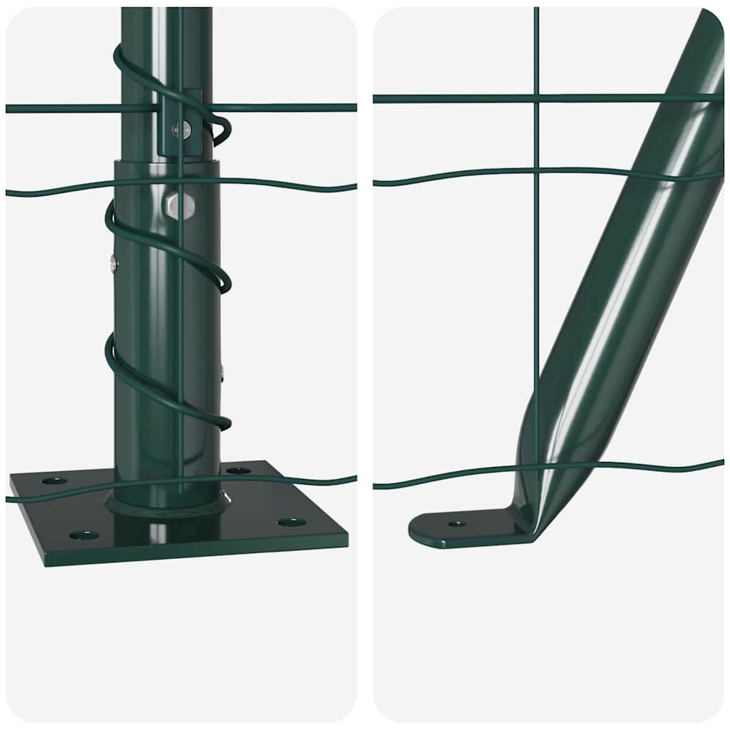 Recinzione Metallica Saldata in Acciaio PVC Verde 25 x 0,8 m con Base in Cemento