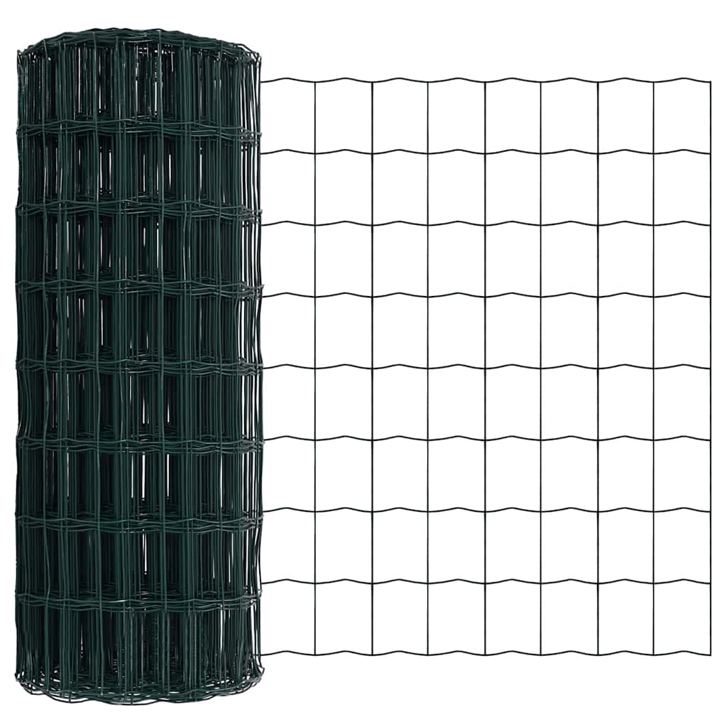 Recinzione Metallica Saldato con Base in Cemento 10 x 0,6 m - Acciaio PVC Verde