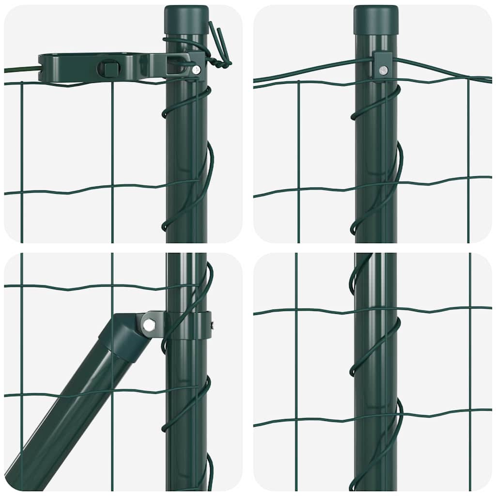 Recinzione Metallica Saldata 10x0,8 m con Base in Cemento - Acciaio Rivestito PVC Verde