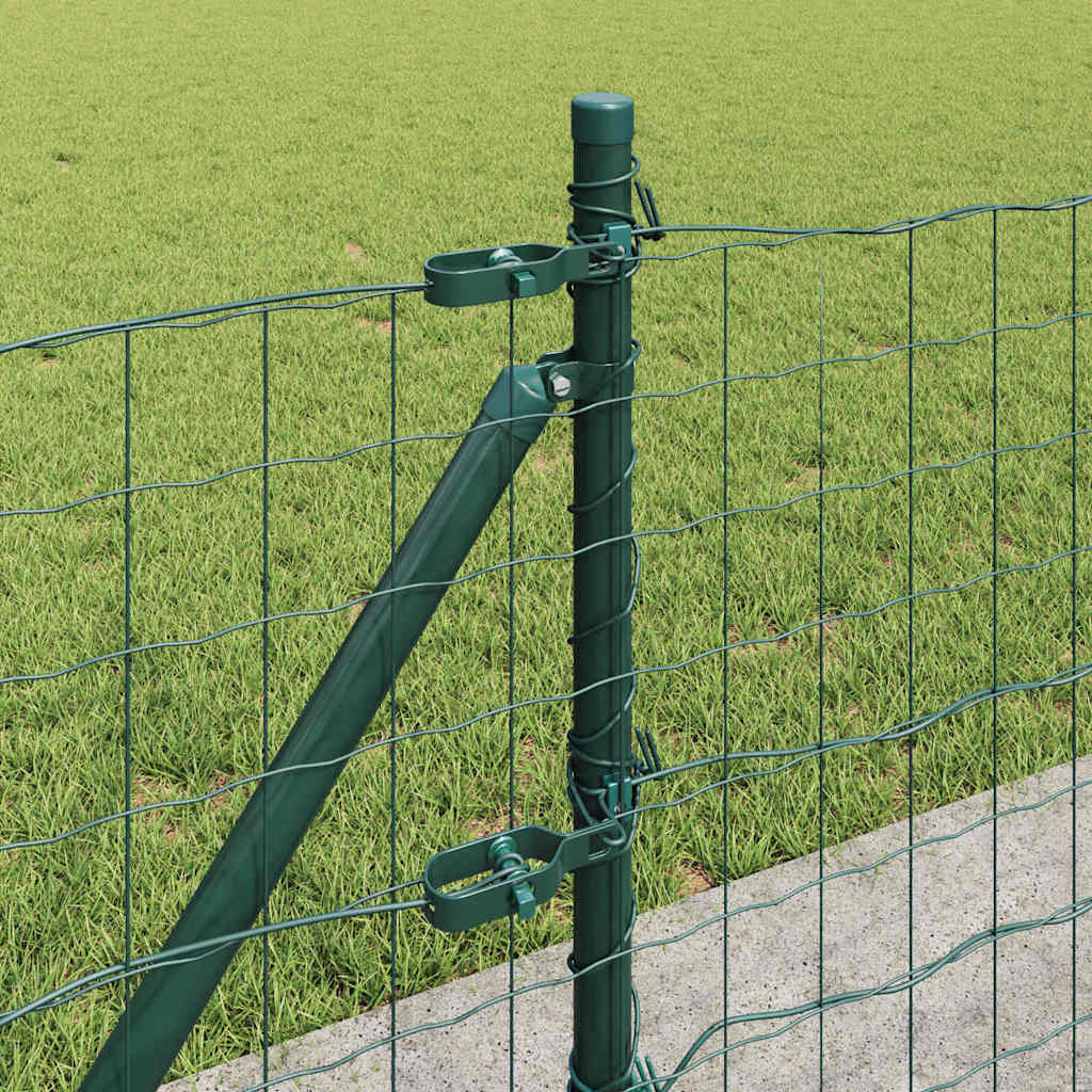 Recinzione Metallica Saldata in Rete con Base in Cemento 25x0,4m - Acciaio PVC Verde
