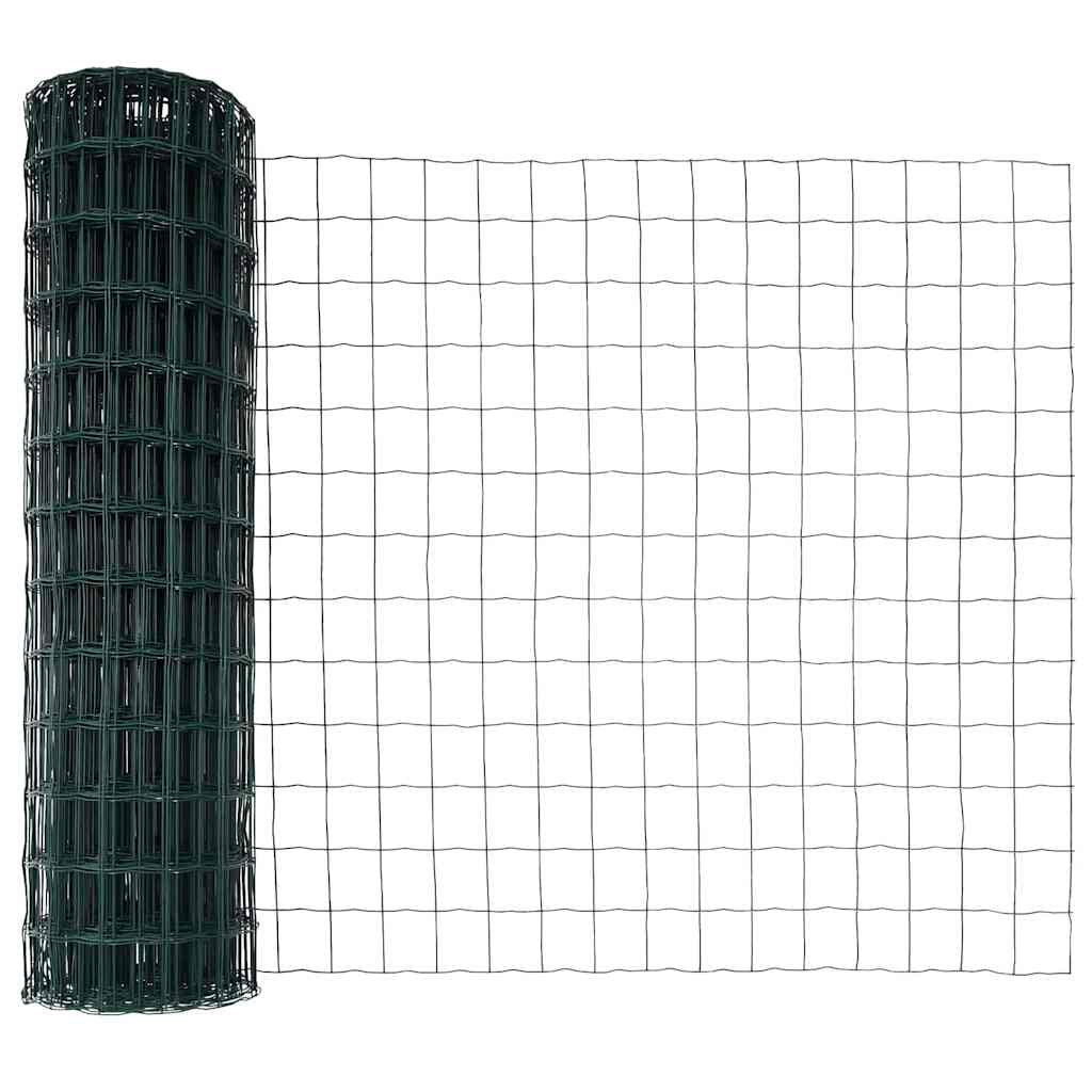 Recinzione Metallica Saldata Acciaio PVC Verde 25x0,8 m con Base Cemento