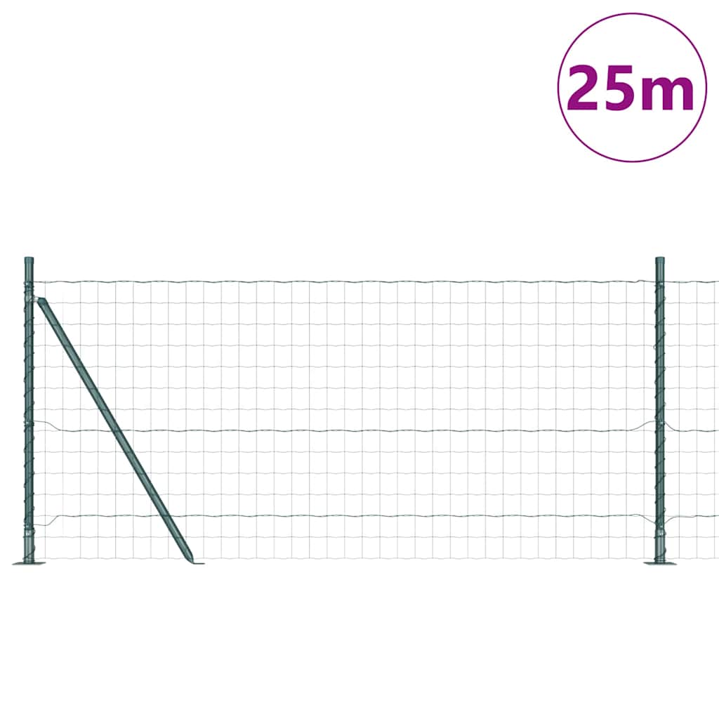 Recinzione Metallica Saldata Acciaio PVC Verde 25x0,8 m con Base Cemento
