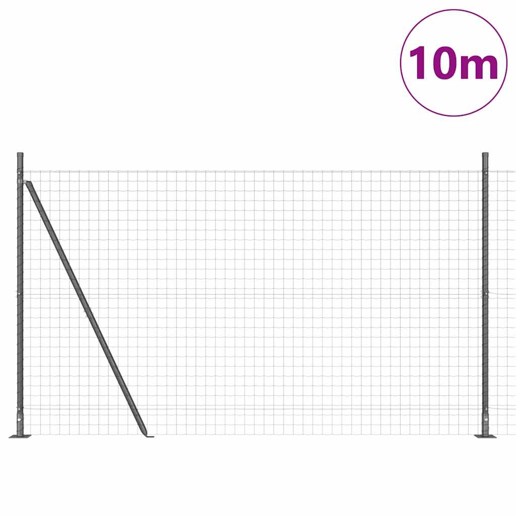 Recinzione Metallica Saldato 10 x 1,6 m con Base in Cemento - Acciaio Rivestito PVC Grigio