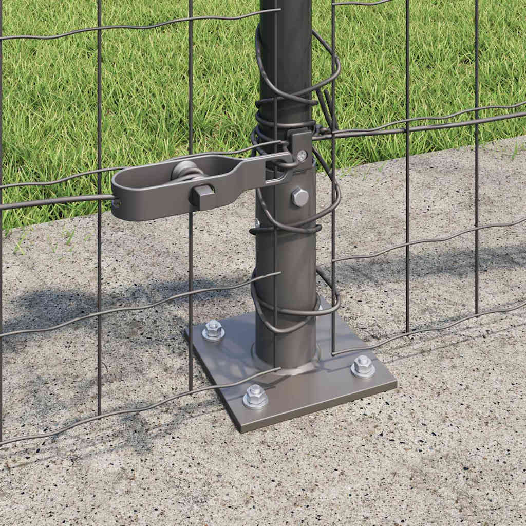 Recinzione Metallica Saldato 10x0,6 m con Base in Cemento - Acciaio PVC Grigio