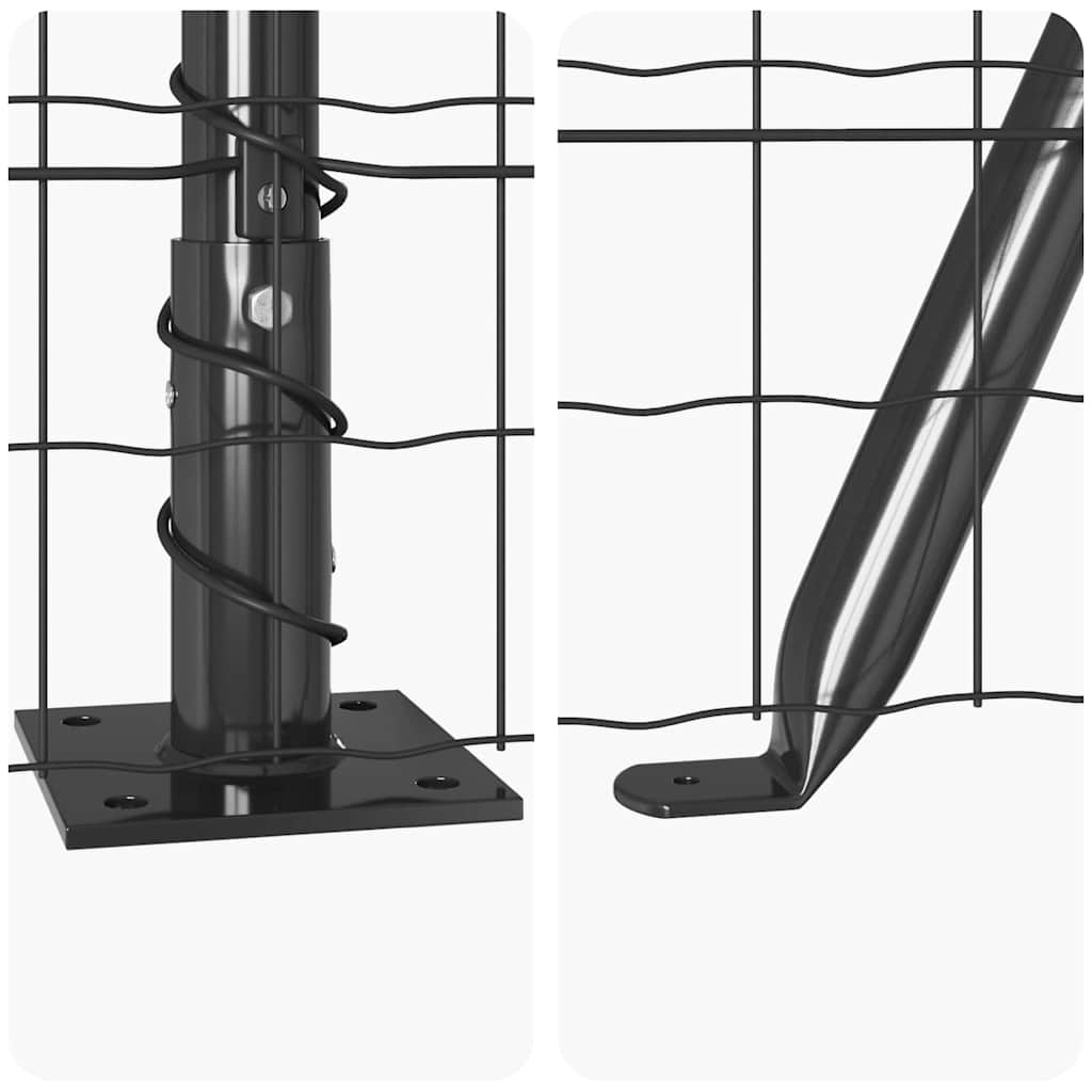 Recinzione Metallica Saldata 10x0,8 m con Base in Cemento - Acciaio Rivestito PVC Grigio
