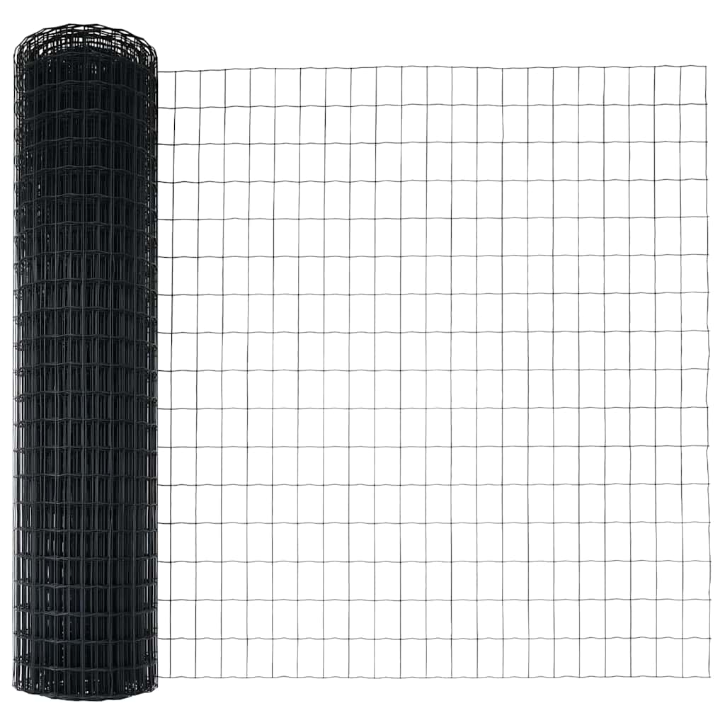 Recinzione Metallica Saldata 10x0,8 m con Base in Cemento - Acciaio Rivestito PVC Grigio