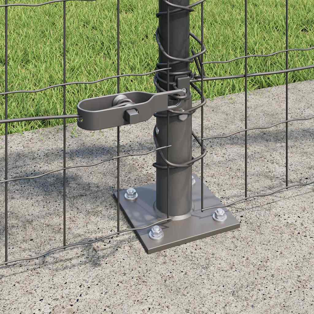 Recinzione Metallica Saldata Acciaio PVC Grigio 10x1m con Base in Cemento