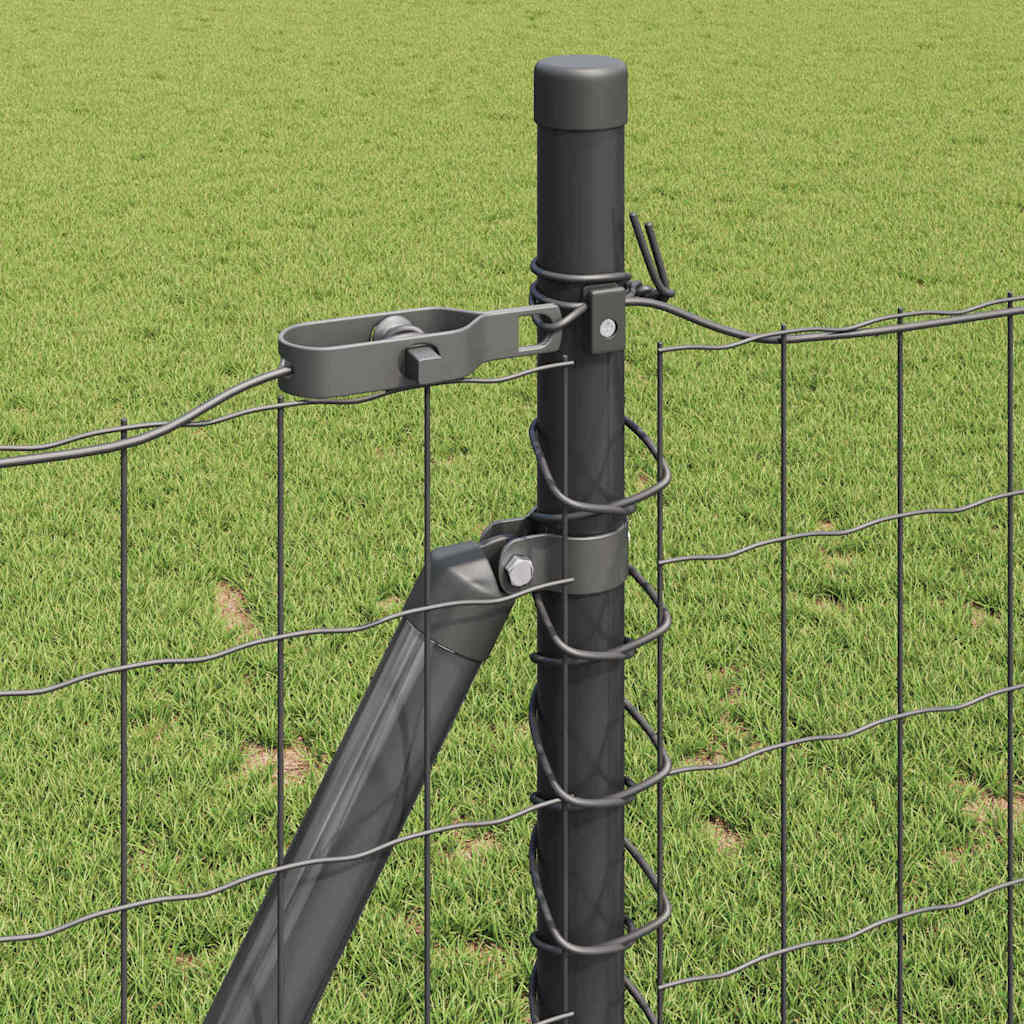 Recinzione Metallica Saldata Acciaio PVC Grigio 10x1m con Base in Cemento