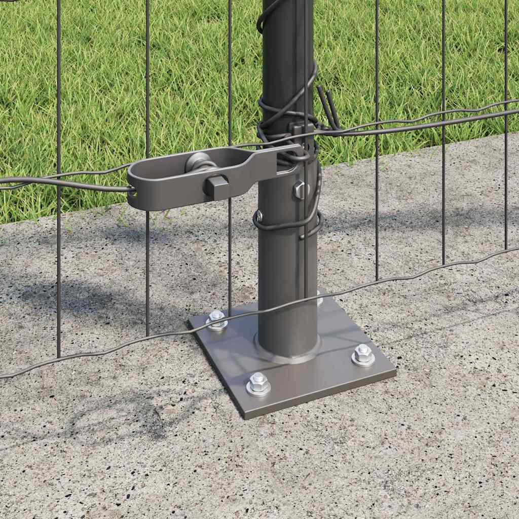 Recinzione Metallica Saldata in Acciaio Grigio 10 x 1,2 m con Base in Cemento