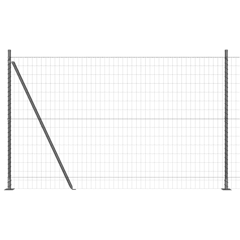 Recinzione Metallica Saldato Acciaio PVC Grigio 10x1,6m con Base in Cemento