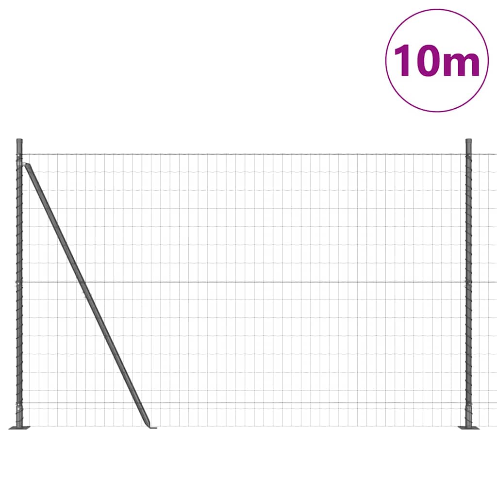 Recinzione Metallica Saldato Acciaio PVC Grigio 10x1,6m con Base in Cemento