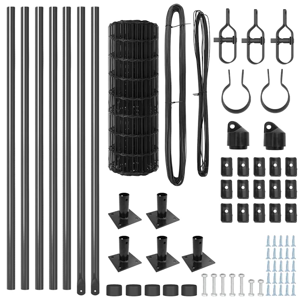 Recinzione Metallica Saldata 10 x 0,4 m Grigio Acciaio Rivestito PVC