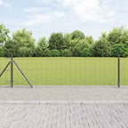 Recinzione Metallica Saldata Acciaio PVC Grigio 10x0,4 m con Base in Cemento