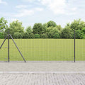 Recinzione Metallica Saldata 25x0,8 m con Base in Cemento - Acciaio Rivestito PVC Grigio