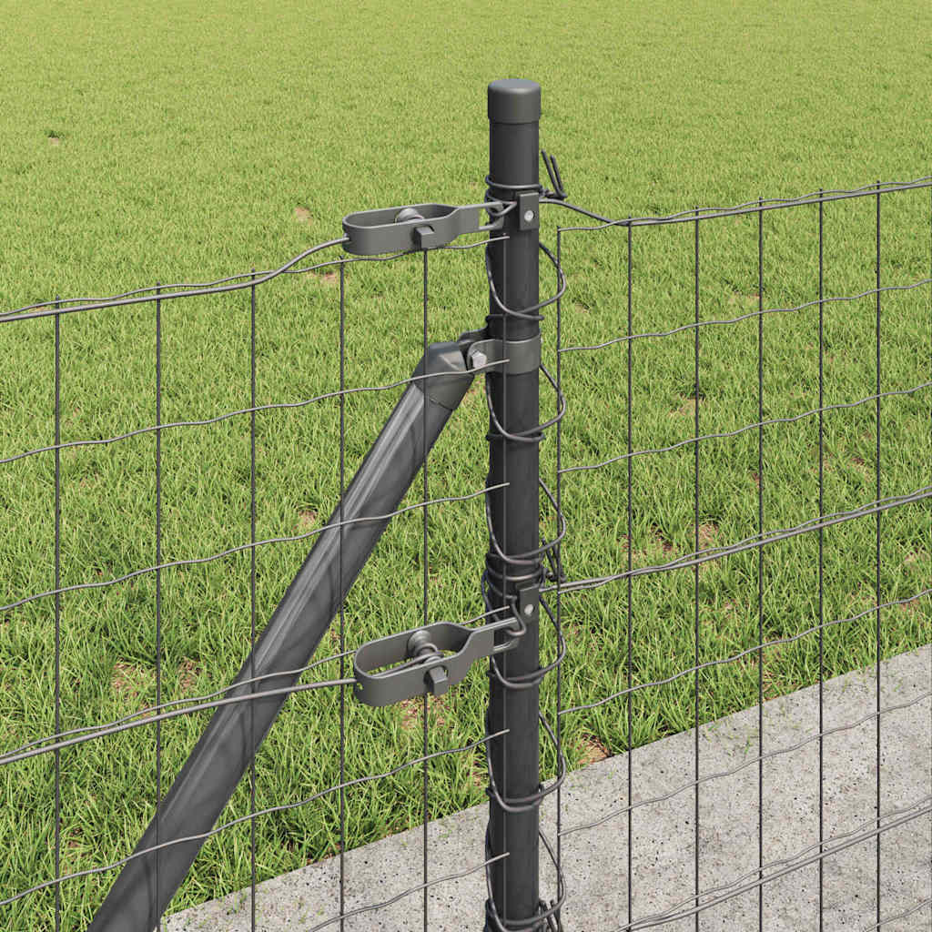 Recinzione Metallica Saldato Grigio 50 x 0,6 m con Base in Cemento