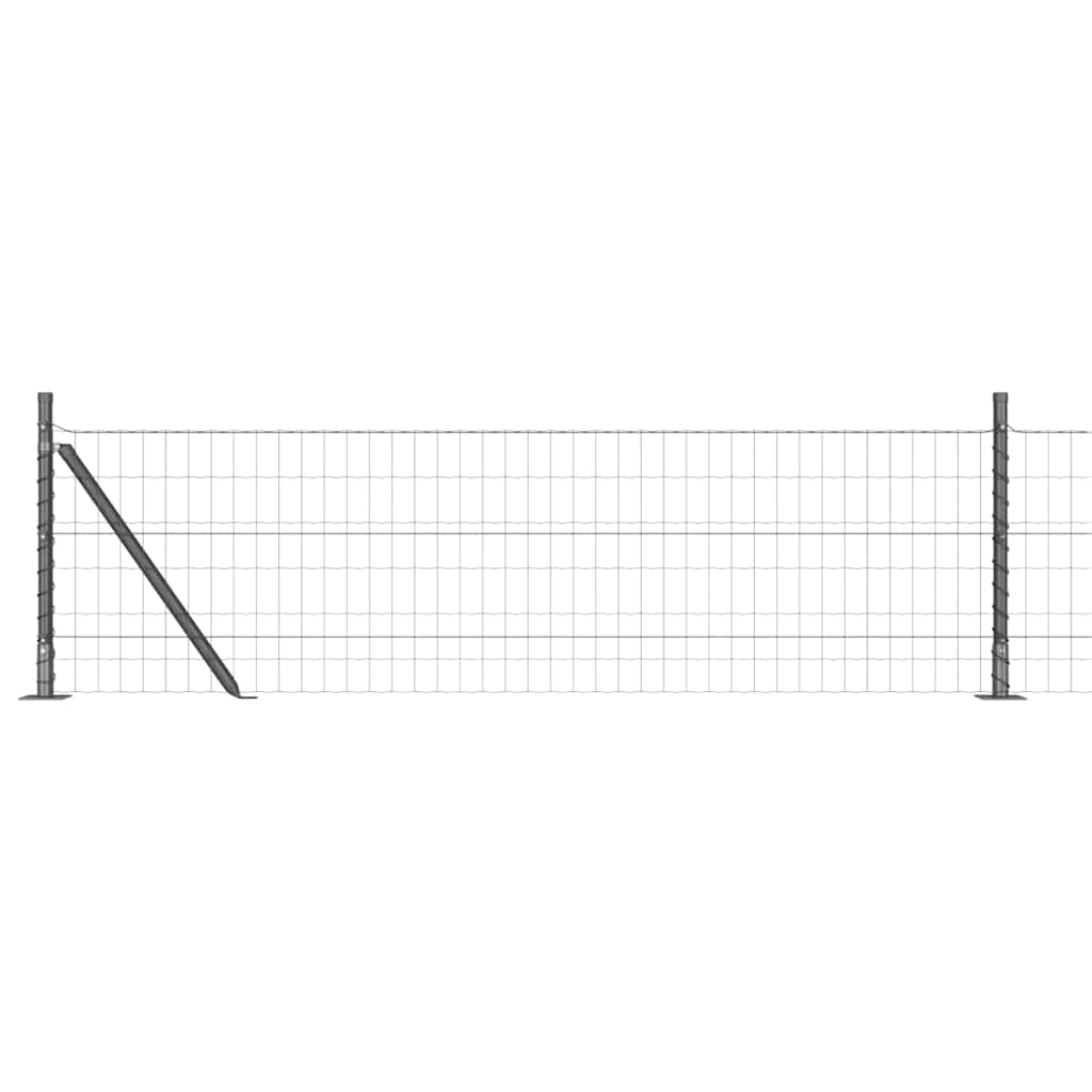 Recinzione Metallica Saldato Acciaio PVC Grigio 50 x 0,4 m con Base in Cemento