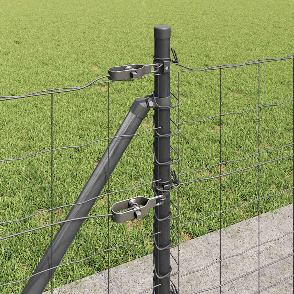 Recinzione Metallica Saldato 50 x 0,6 m con Base in Cemento - Acciaio Rivestito PVC Grigio