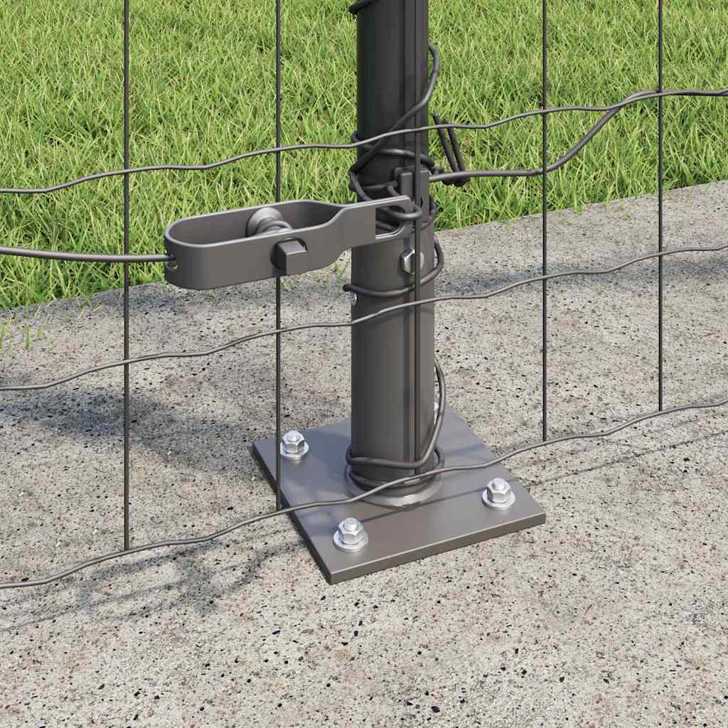 Recinzione Metallica Elettrosaldata Grigia con Base in Cemento 10x1,4m