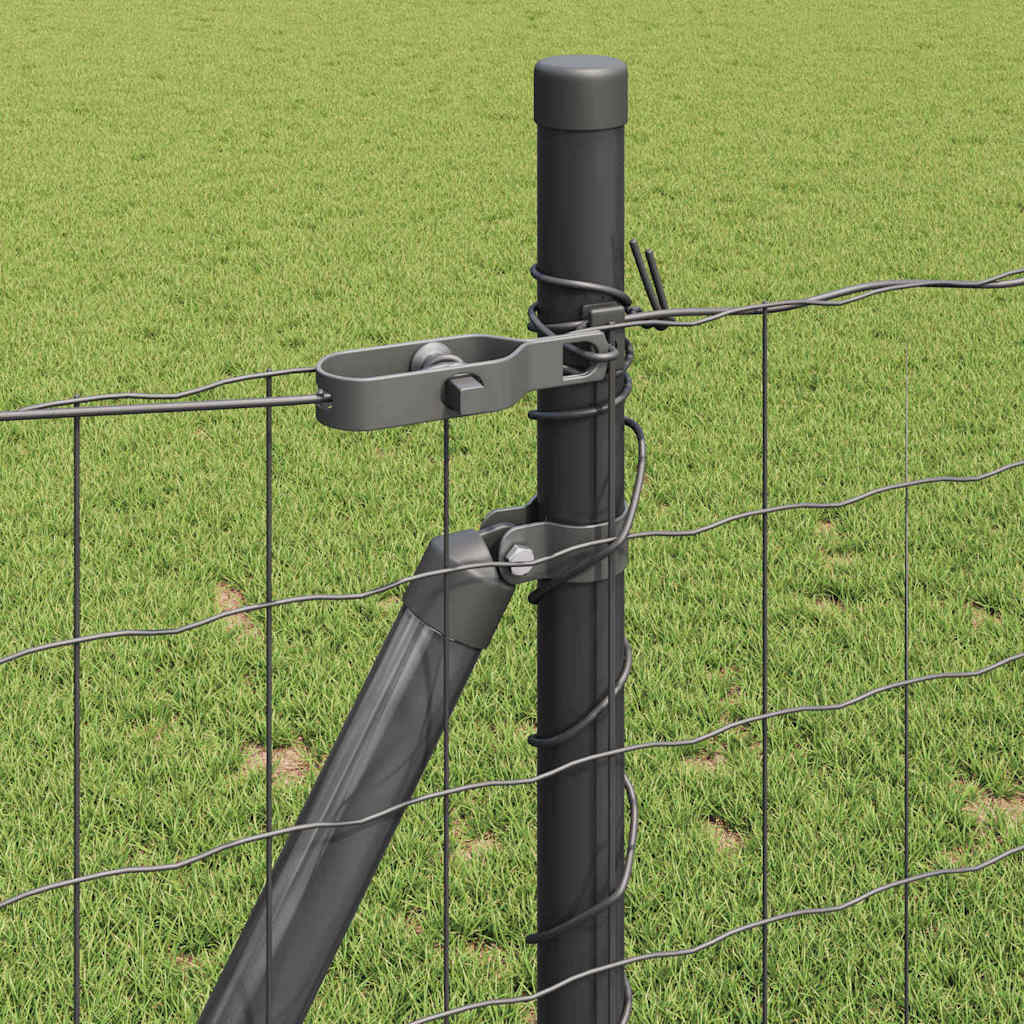 Recinzione Metallica Saldata Grigio 25x0,8 m con Base in Cemento