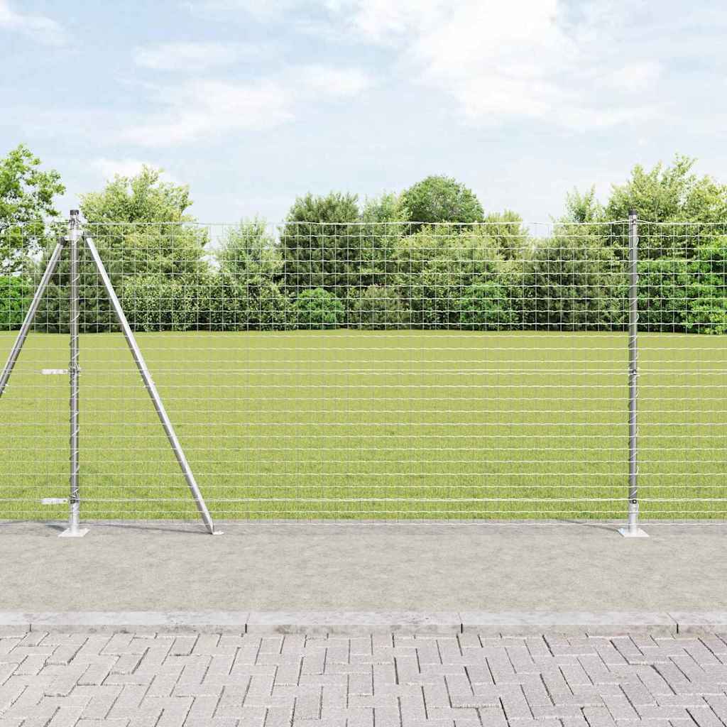 Recinzione Metallica Saldata in Acciaio Zincato 10 x 1,2 m con Base in Cemento