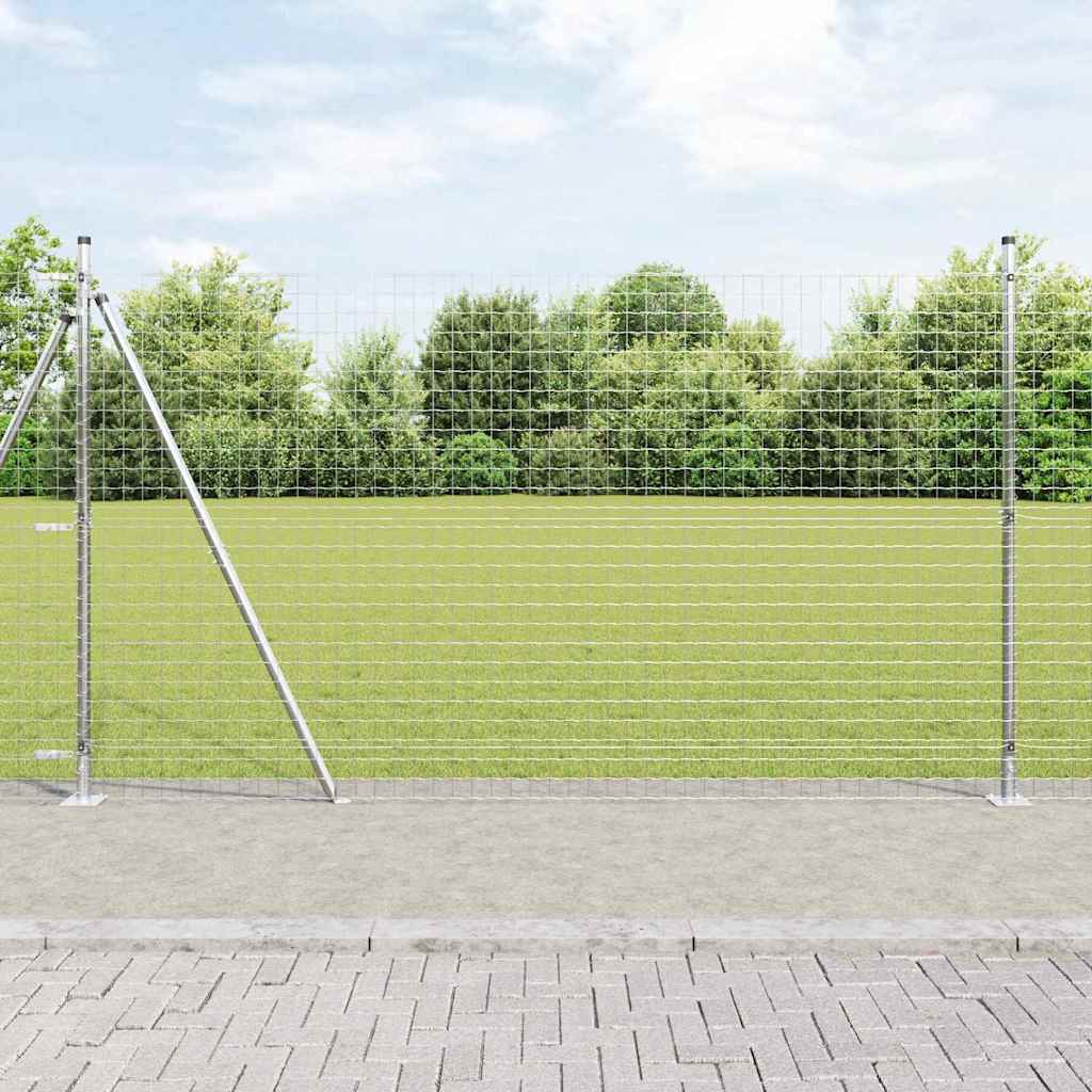 Recinzione Metallica Elettrosaldata con Base in Cemento 10x1,4 m