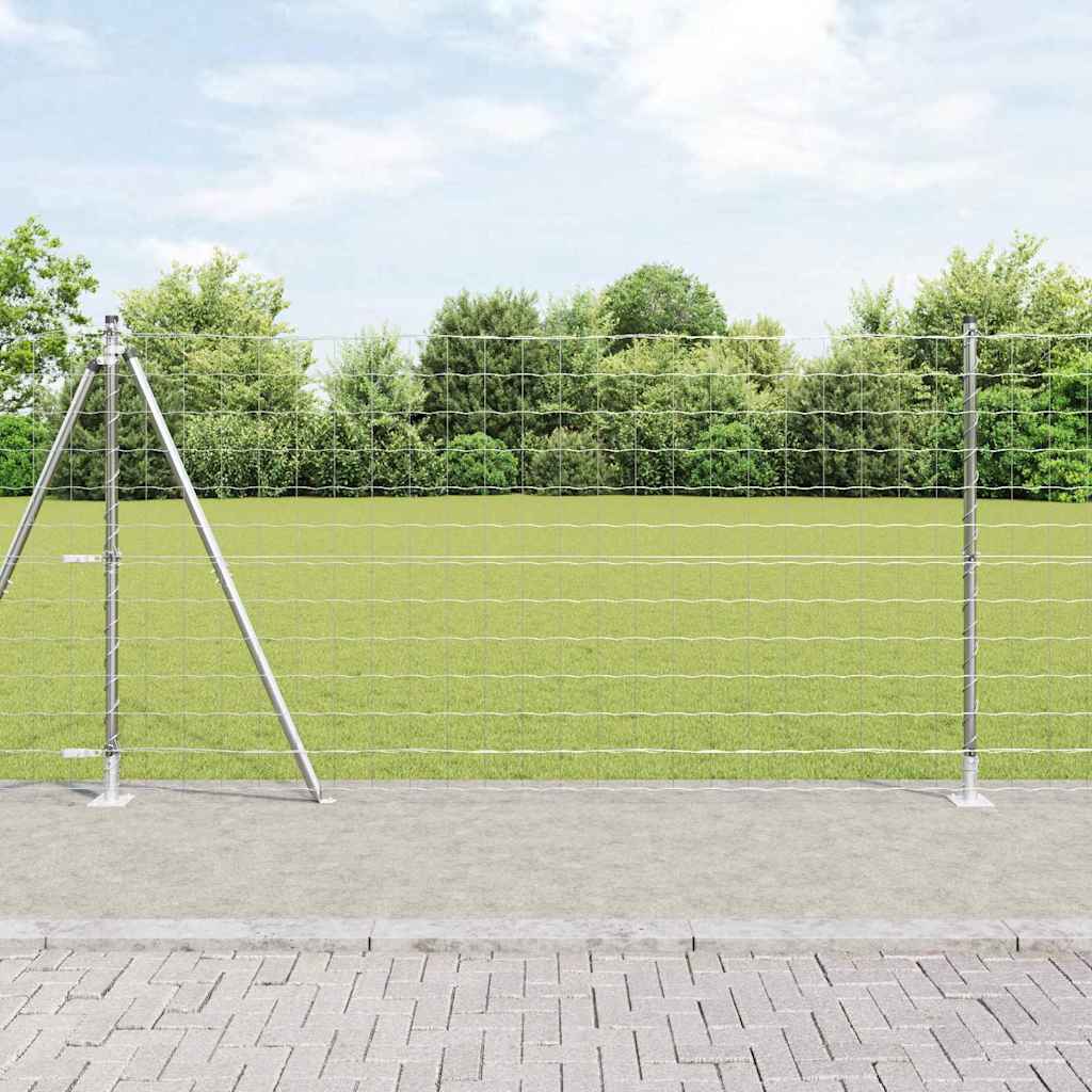Recinzione Metallica Saldata in Acciaio Zincato 10 x 1,2 m con Base in Cemento