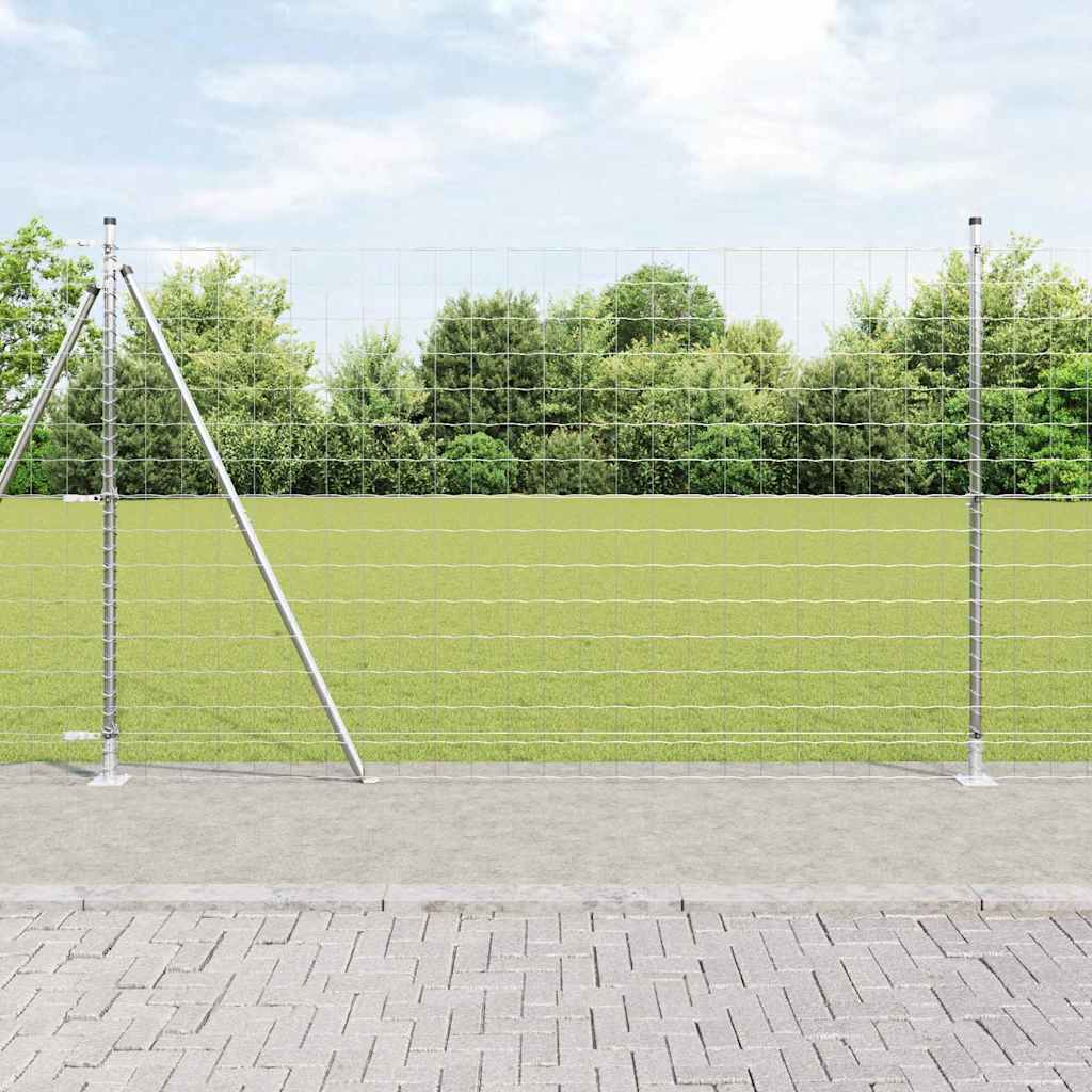 Recinzione Metallica Saldato Acciaio Zincato 10 x 1,5 m con Base in Cemento
