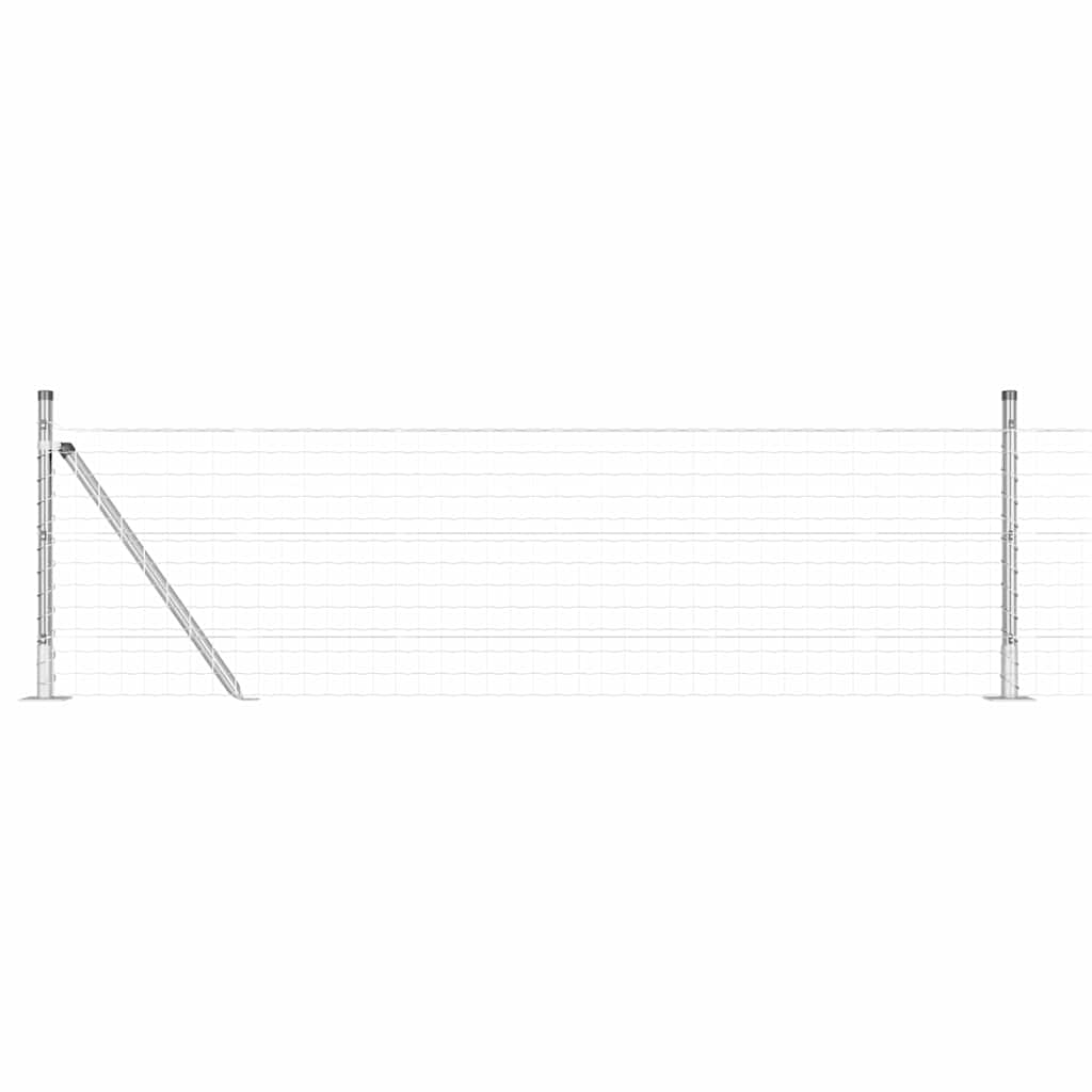 Recinzione Metallica Saldato Acciaio Zincato 25 x 0,6 m con Base in Cemento