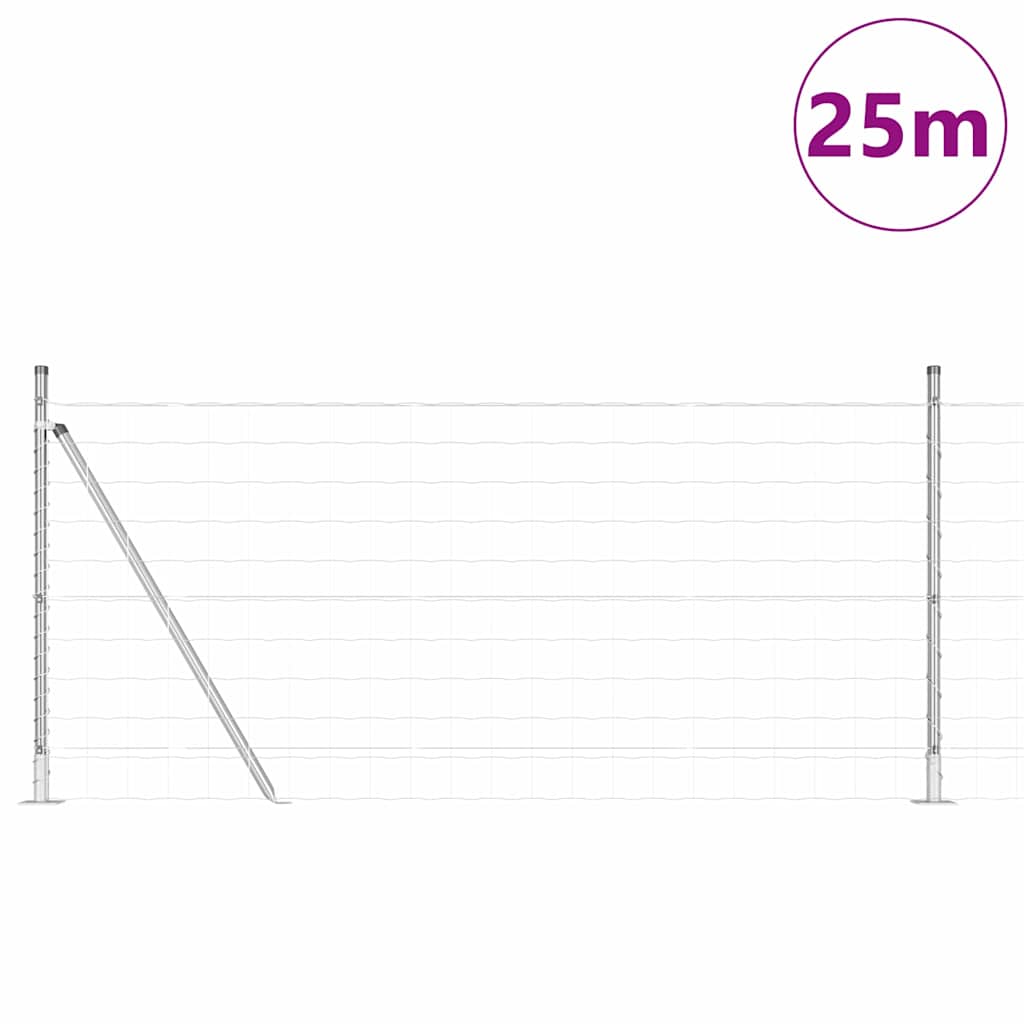 Recinzione Metallica Saldato Acciaio Zincato 25 x 1 m con Base in Cemento