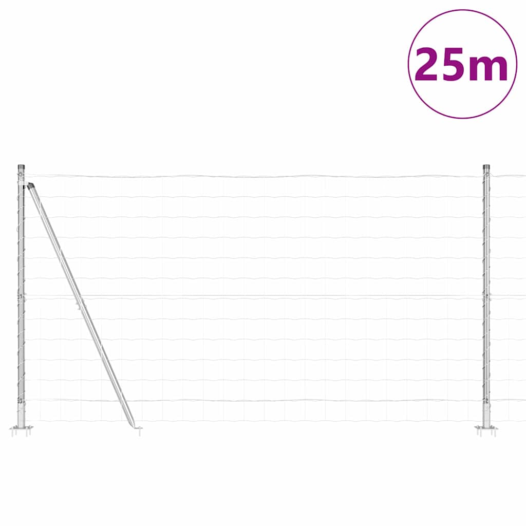 Recinzione Metallica Saldata in Acciaio Zincato 25 x 1,2 m con Base in Cemento