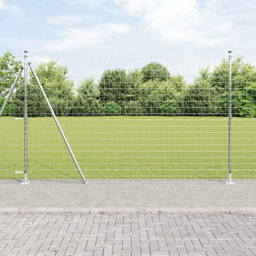 Recinzione Metallica Saldato Acciaio Zincato 10 x 1,6 m con Base in Cemento