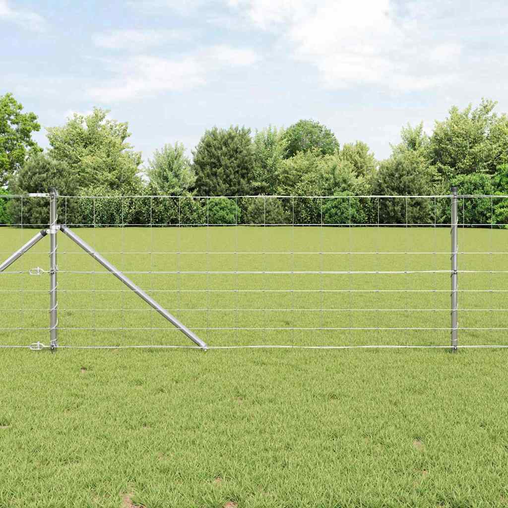 Recinzione in rete saldata zincata 25 x 0,8 m con pali e punte