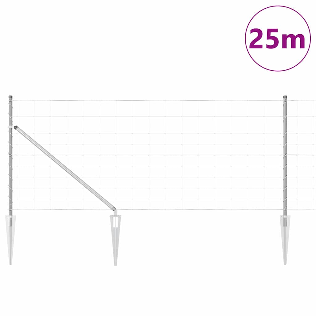 Recinzione in rete saldata zincata 25 x 1 m con pali