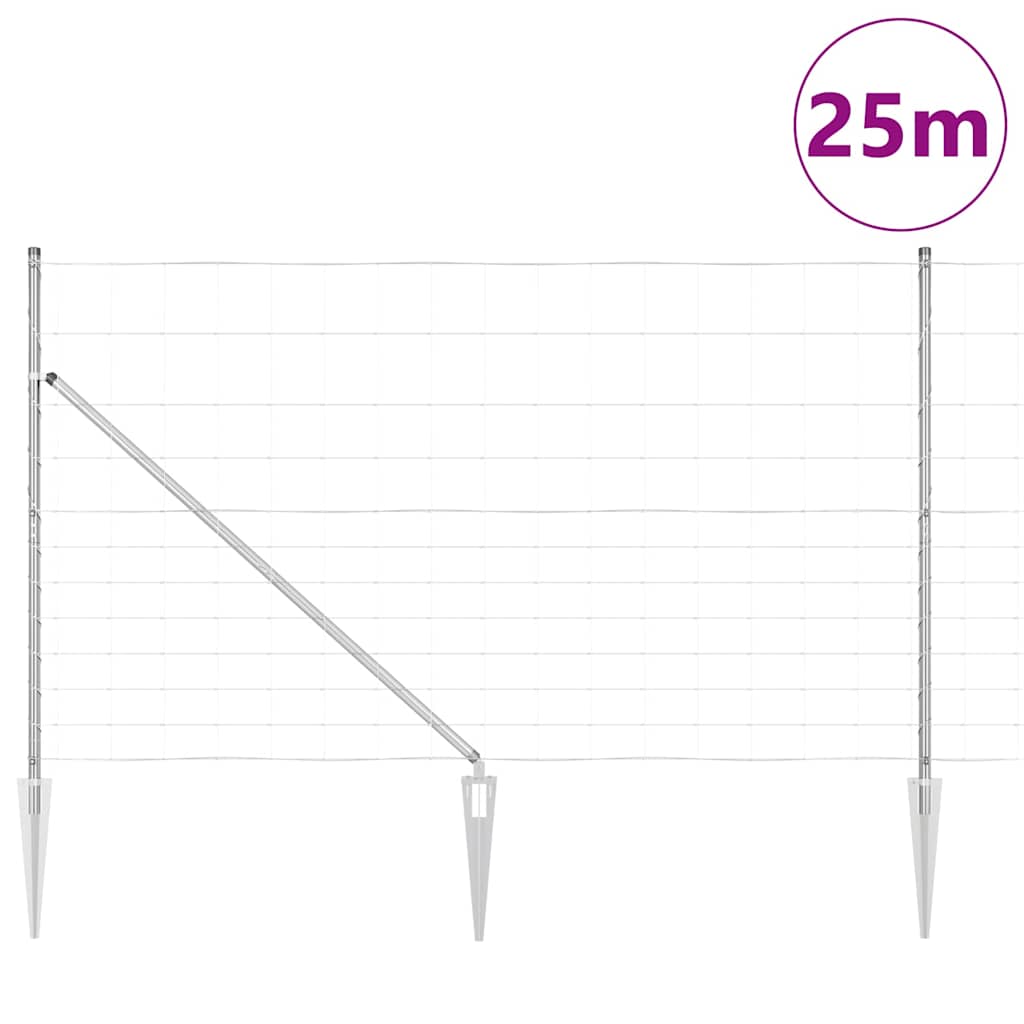 Recinzione in rete saldata con punte 25 x 1,4 m - Acciaio zincato