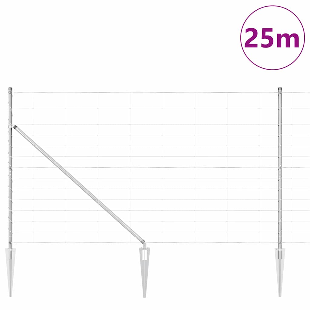 Recinzione in rete saldata con punte 25 x 1,4 m - Acciaio zincato