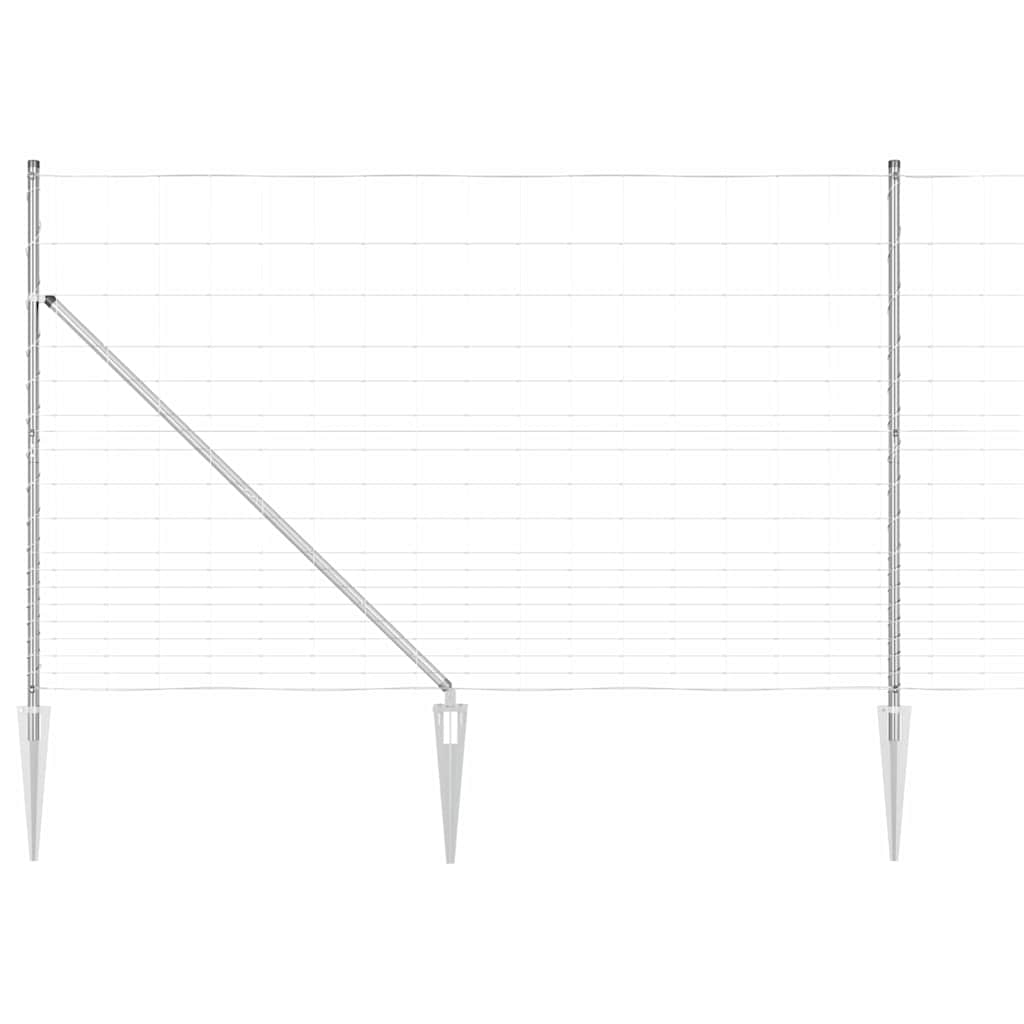 Recinzione in rete saldata zincata 25 x 1,5 m con pali e punte