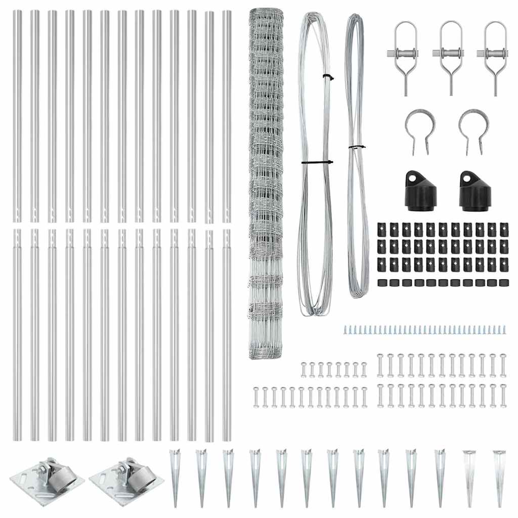 Recinzione in rete saldata zincata 25 x 1,6 m con pali