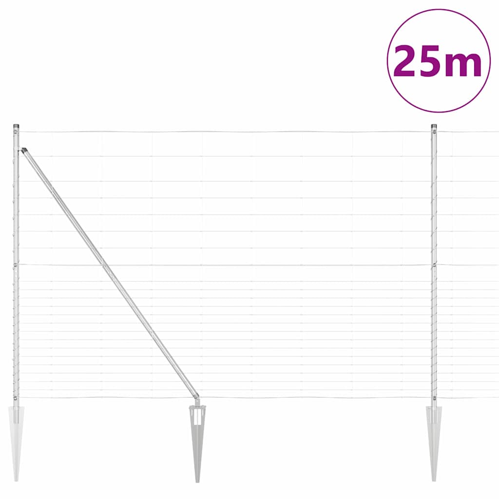 Recinzione in rete saldata zincata 25 x 1,6 m con pali
