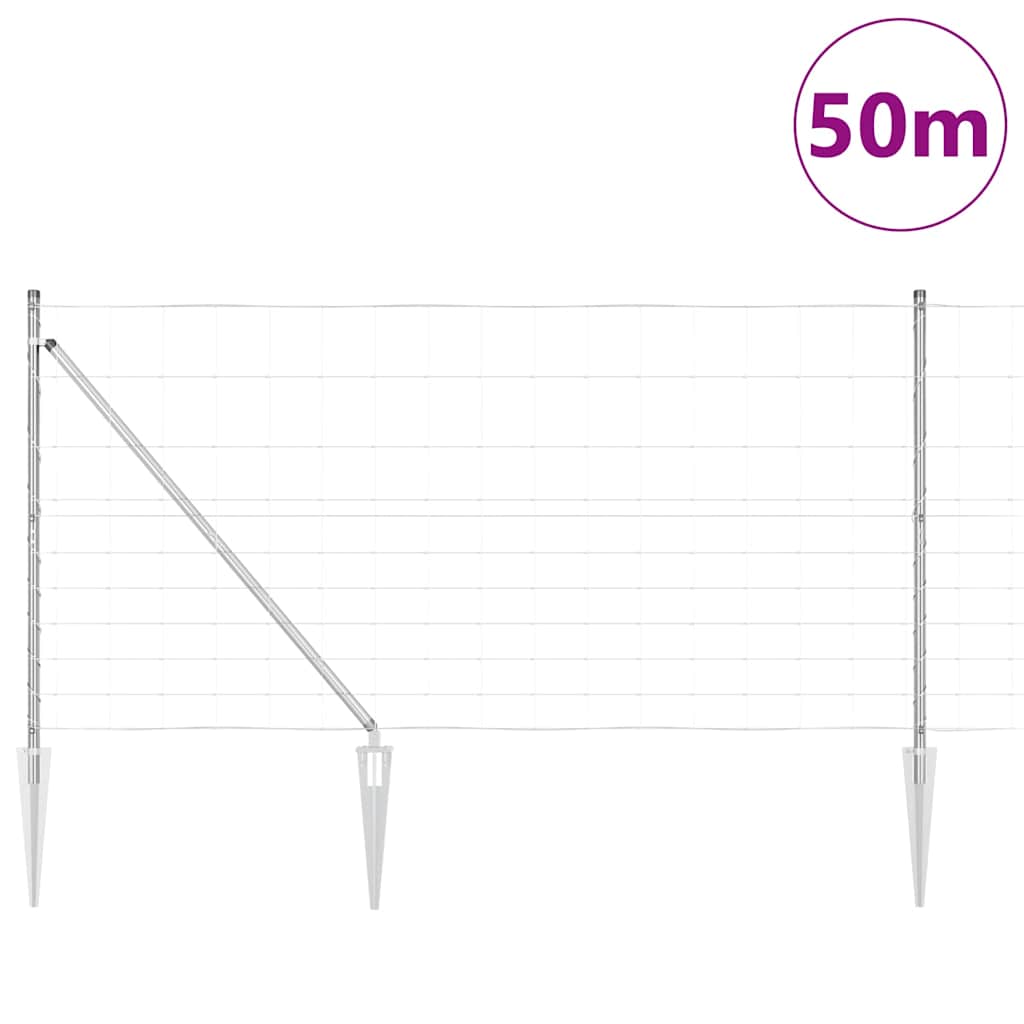 Recinzione in rete saldata acciaio zincato 50 x 1,2 m con pali