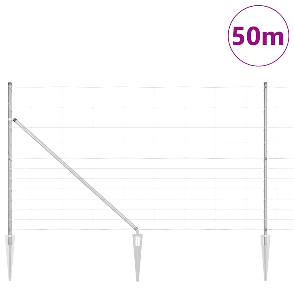 Recinzione in rete saldata zincata 50 x 1,4 m con pali
