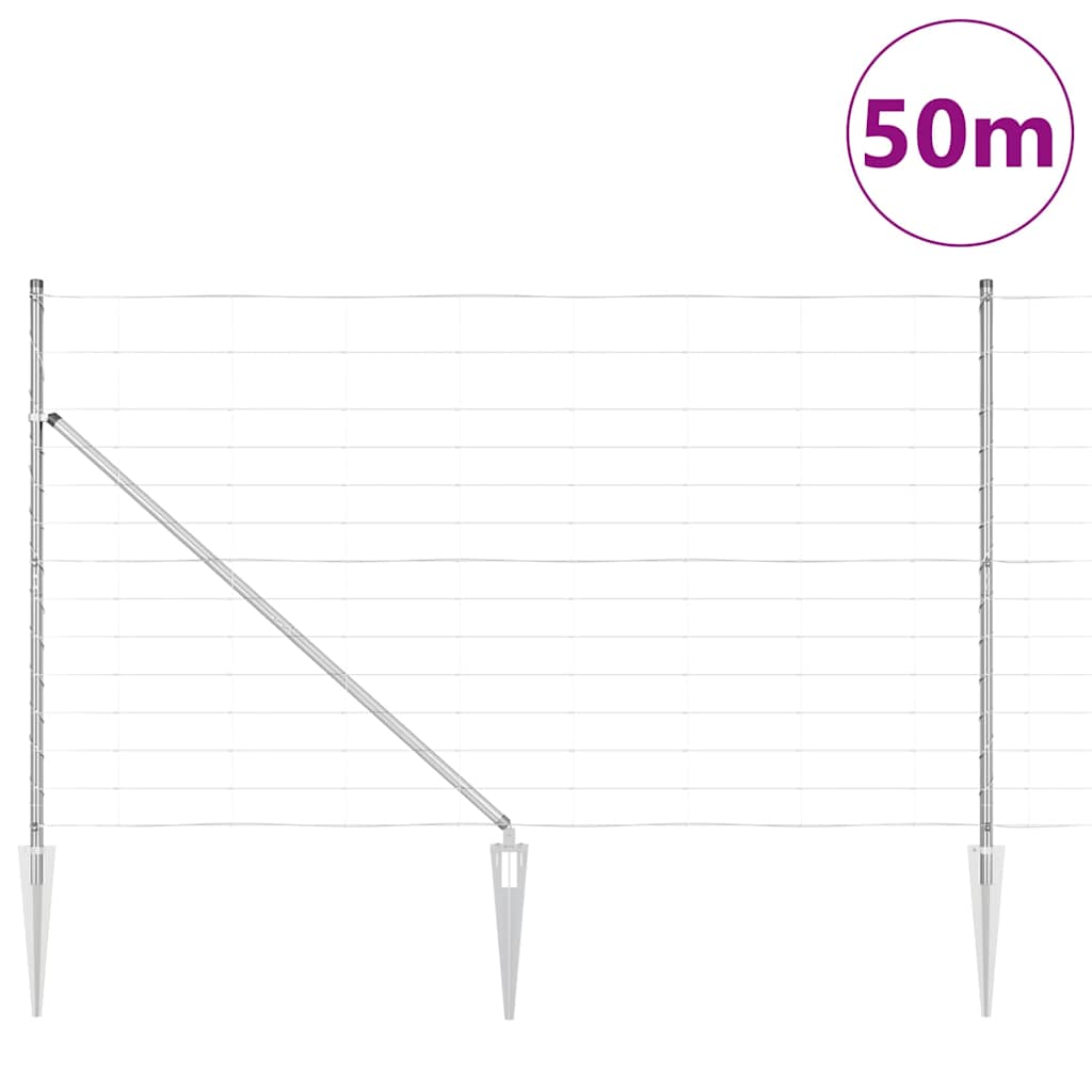 Recinzione in rete saldata zincata 50 x 1,4 m con pali