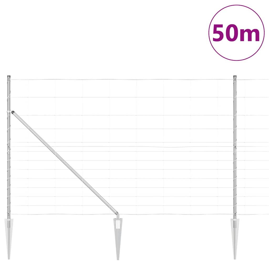 Recinzione in rete saldata zincata 50 x 1,5 m con pali e punte