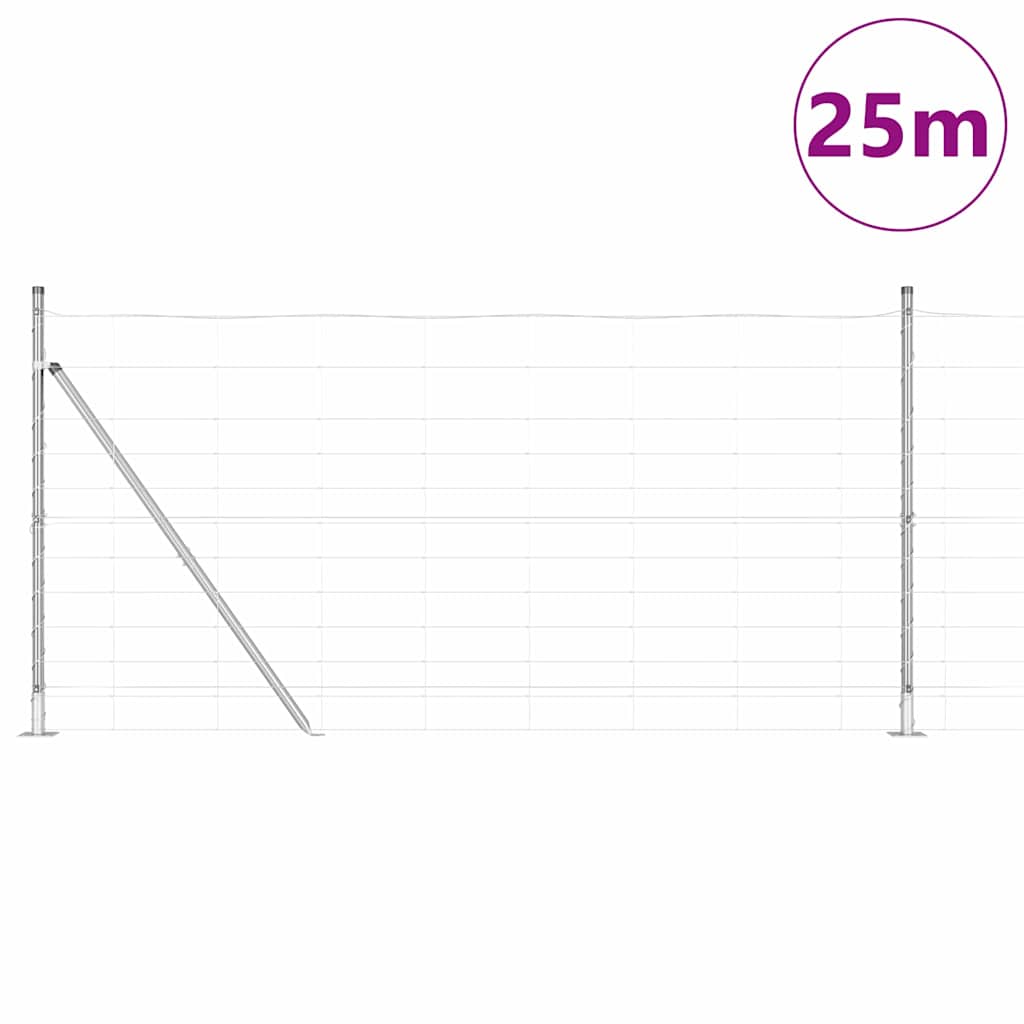Recinzione Metallica Saldata con Pali e Base in Cemento 25x1,2m