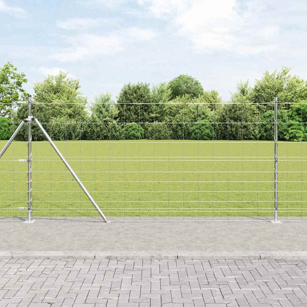 Recinzione Metallica Saldata 50 x 1,2 m con Pali e Base in Cemento