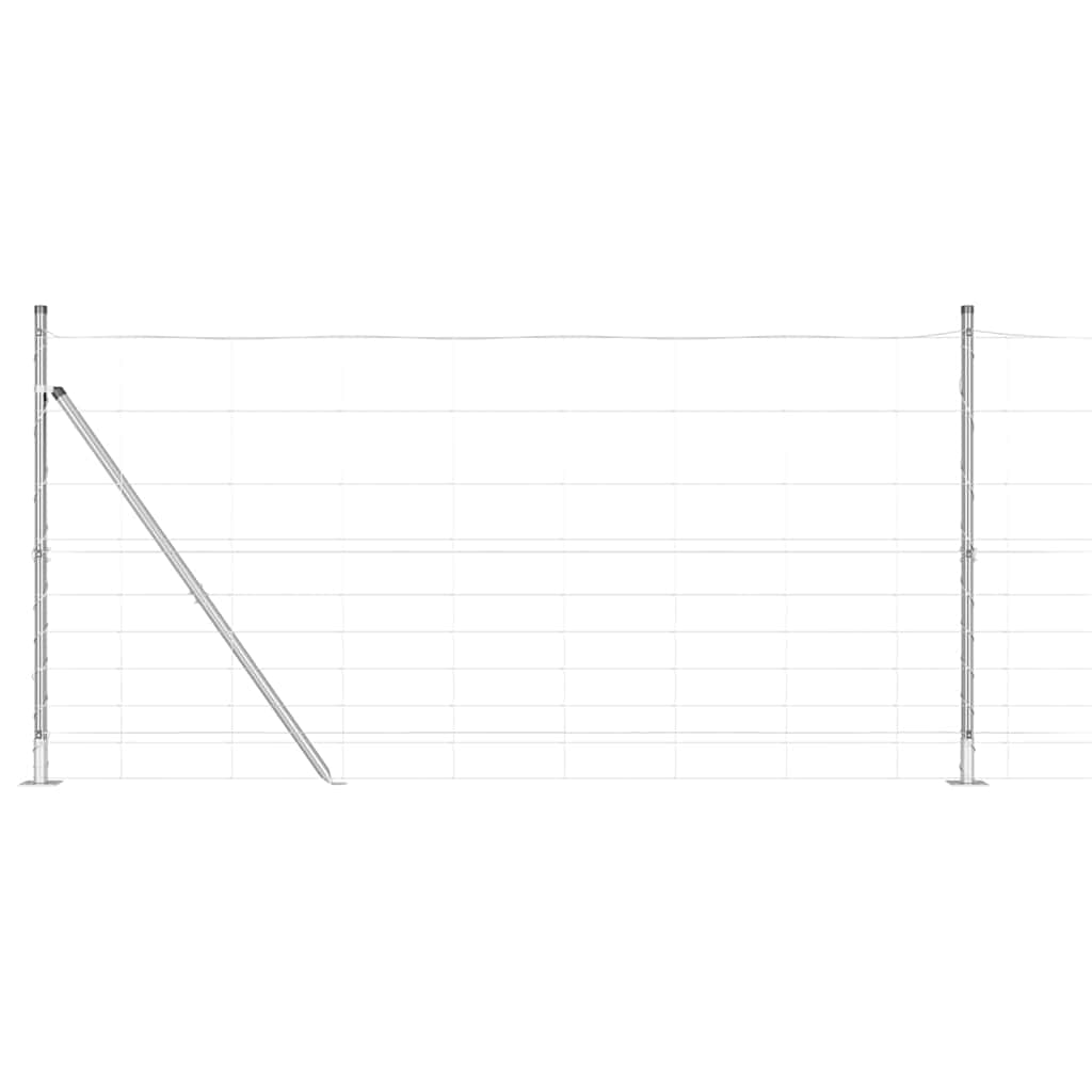Recinzione Metallica Saldata in Acciaio Zincato 50 x 1,2 m con Pali e Base in Cemento