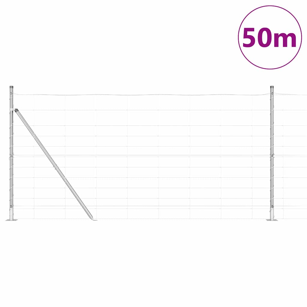 Recinzione Metallica Saldata in Acciaio Zincato 50x1,2m con Pali e Base in Cemento