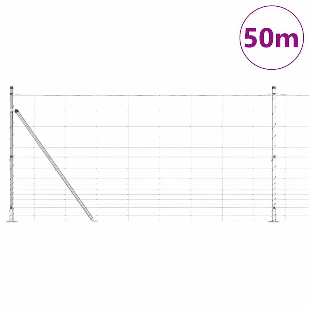 Recinzione Metallica Saldata 50x1,2 m in Acciaio Zincato con Pali e Base in Cemento