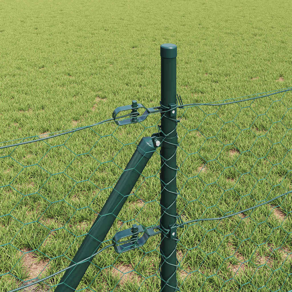Recinzione metallica saldata verde 10 x 0,8 m con pilastri