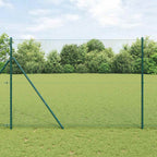 Recinzione metallica saldata in acciaio PVC verde 10x1,6 m con pilastri